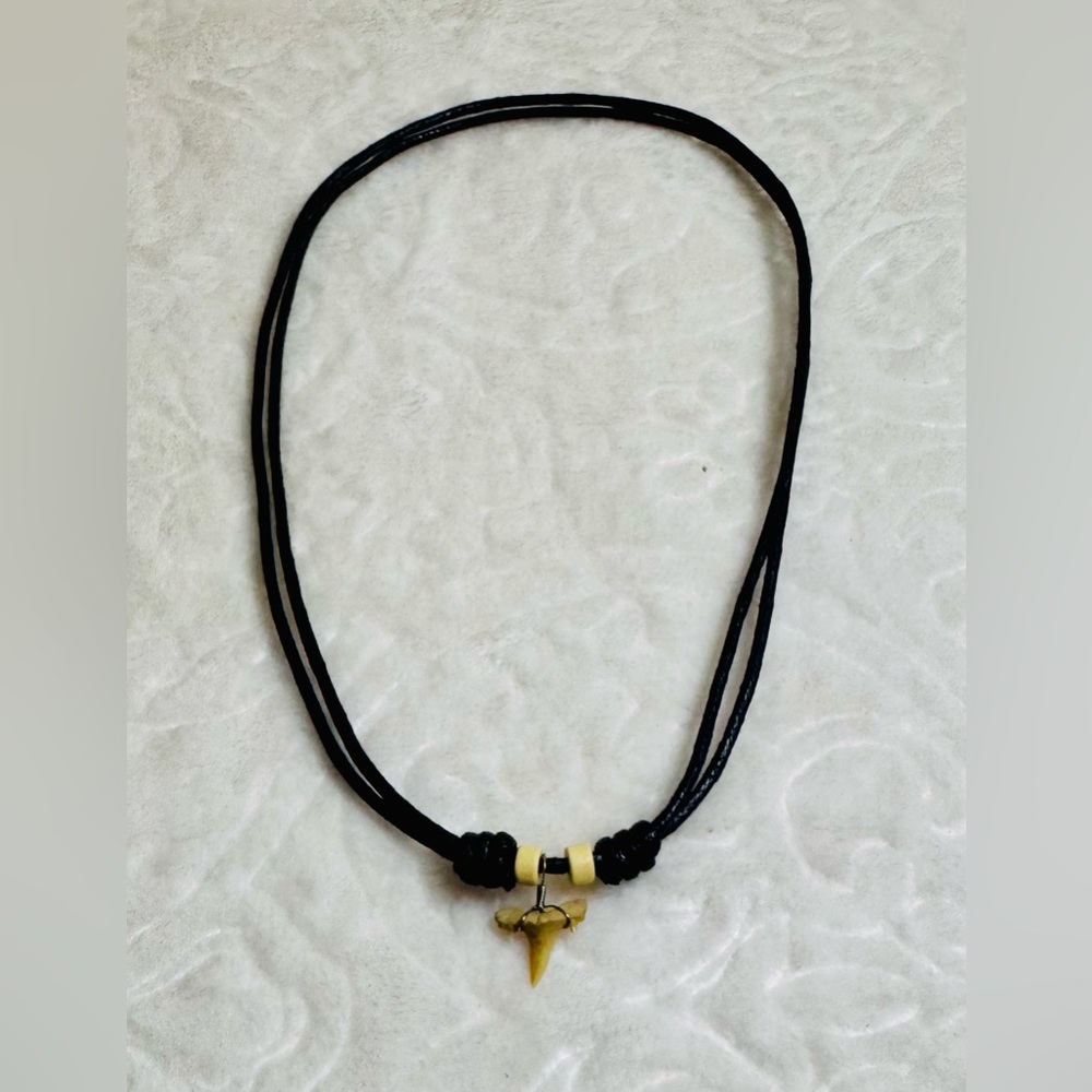 Shark Tooth Black Cord Necklace